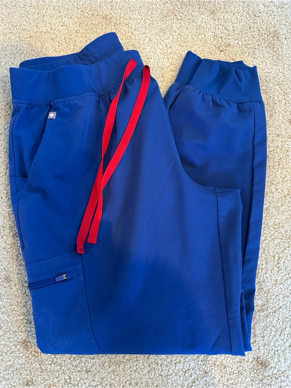 FIGS Winning Blue Jogger Pants with Red Drawstring